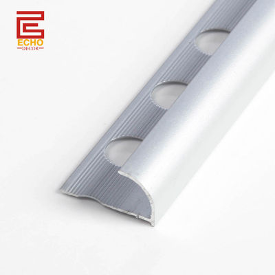 kualitas  Aluminum Anodized Silver Outside Corner Trim Bullnose Edge Tile Trim pabrik