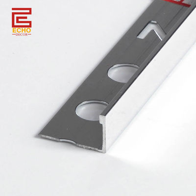 10mm Dekoratif Keramik Tile Transisi Strip abu-abu Chrome Tile Edge Strip
