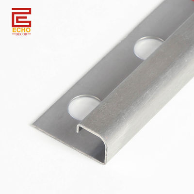 Gurih Metal Tile Edge Strip 304 Baja tahan karat di sikat Tile Trim 12,5mm