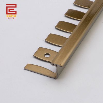 CE ISO 6mm Stainless Steel Tile Trim Metal Brass Tile Untuk Tile Lantai Trim