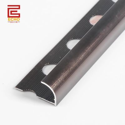 Dark Brown Aluminium Round Edge Tile Trim 2,5m untuk Perlindungan Dinding