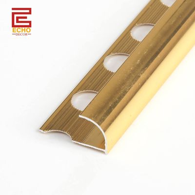 Dekoratif Emas Lapisan Alum Tile Trim 12mm Untuk Finishing Sudut