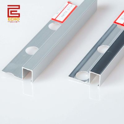 Profil Trim Ubin Aluminium Persegi 10mm Strip Tepi Ubin Logam Sudut Luar