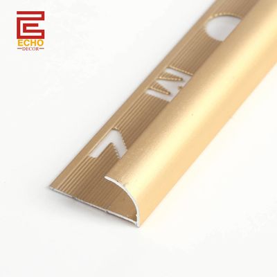 Matt Perhiasan Emas Aluminium Tile Trim Dekoratif Bullnose Tile Edge Trim