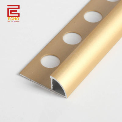 Dekoratif Aluminium Tile Trim Perempat Bulat Pada Tile Metal Border Tile Edge Trim