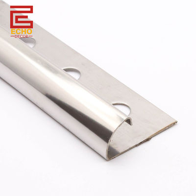 Bullnose Silver Stainless Steel Tile Trim 2.5m Metal Shower Tile End Trim