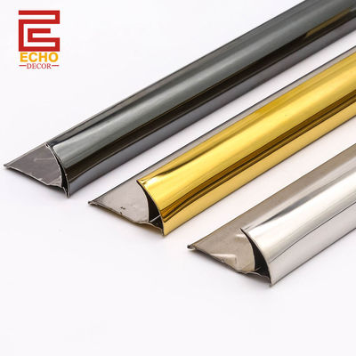 Gold Bullnose Stainless Steel Tile Trim 2.5m Perempat Bulat Tile Edge Trim