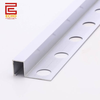 Potongan Ubin Sudut Luar Aluminium Persegi Logam 10mm Putih