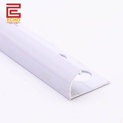 Putih 1 4 Perempat Bulat Aluminium Tile Trim 12mm Tile Edge