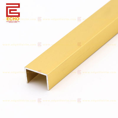 Dekoratif Tile Edge Matte Gold U Shape Aluminium Tile Trim 2.5