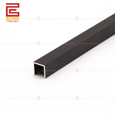 Ekstrusi Aluminium Tile Trim U Channel Metal Profile 12mm Hitam