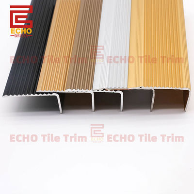 Dekoratif Black Metal Stair Nose Trim Non Slip Vinyl Stair Nose Molding