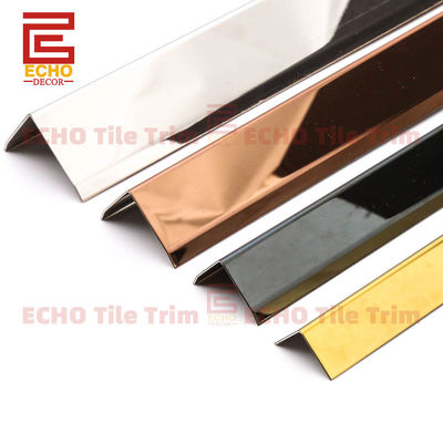 Stainless Steel 90 derajat Eksternal Edge Tile Trim Disesuaikan Warna Tile Edge Strip