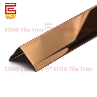Panjang 2-3m/Disesuaikan eksternal stainless steel Tile Trim Ss Corner Molding dengan Low Maintenance Advantage Rose Gold