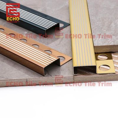 Tangga Lantai Logam Nosing Trim Square Tile Step Nose Moulding