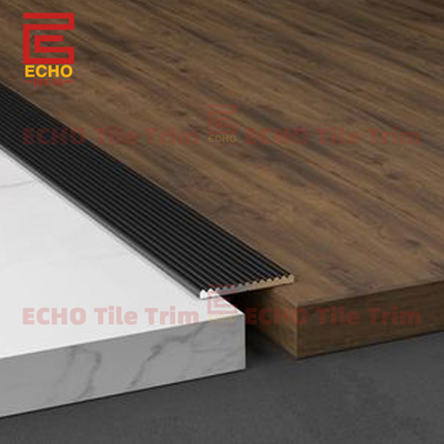 Hitam Lantai Logam Datar Transisi Strip Pintu ambang Strip 4 in