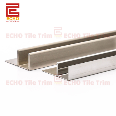 F Bentuk ubin stainless steel trim 9-12mm untuk panel kaca shower