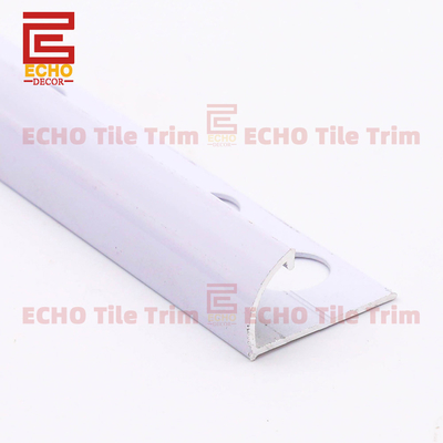 Logam Putih Logam Bulat Bulat Aluminium Tile Trim Transition Strip untuk Ubin